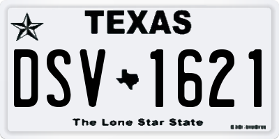 TX license plate DSV1621