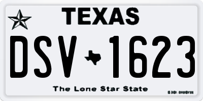 TX license plate DSV1623