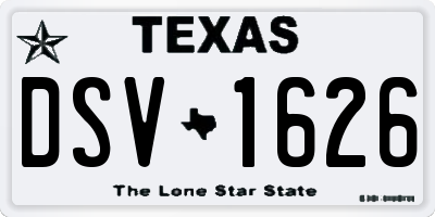 TX license plate DSV1626