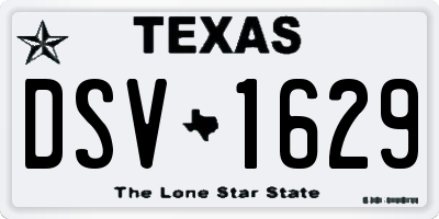 TX license plate DSV1629