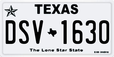 TX license plate DSV1630