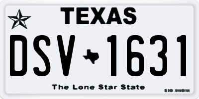 TX license plate DSV1631