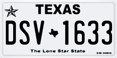 TX license plate DSV1633