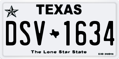TX license plate DSV1634