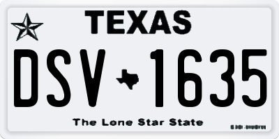 TX license plate DSV1635