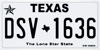 TX license plate DSV1636