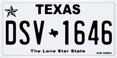 TX license plate DSV1646