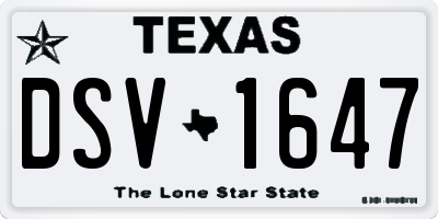 TX license plate DSV1647