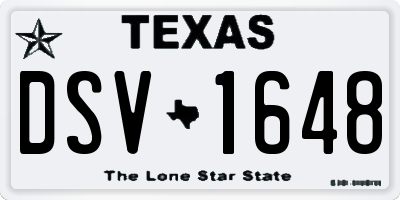 TX license plate DSV1648