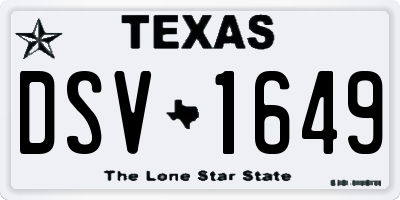 TX license plate DSV1649