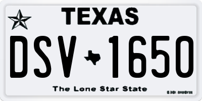 TX license plate DSV1650