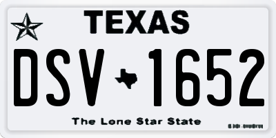 TX license plate DSV1652