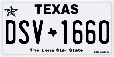 TX license plate DSV1660