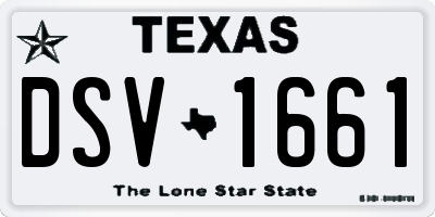 TX license plate DSV1661