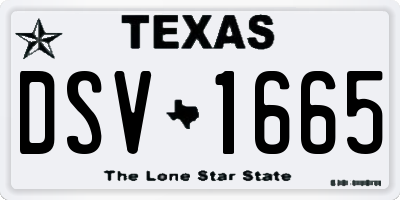 TX license plate DSV1665