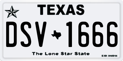 TX license plate DSV1666