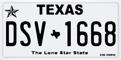 TX license plate DSV1668