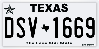 TX license plate DSV1669