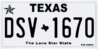 TX license plate DSV1670