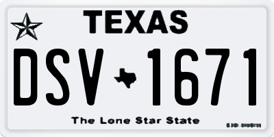 TX license plate DSV1671