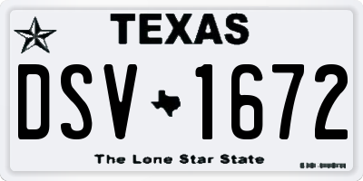 TX license plate DSV1672
