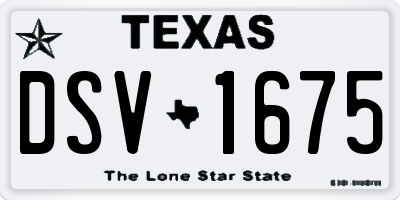 TX license plate DSV1675