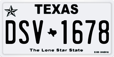 TX license plate DSV1678