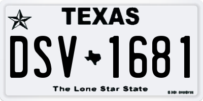 TX license plate DSV1681