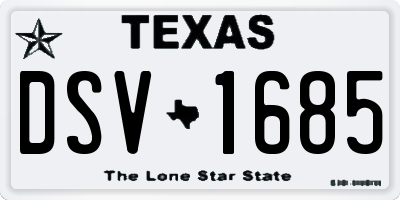 TX license plate DSV1685