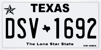 TX license plate DSV1692