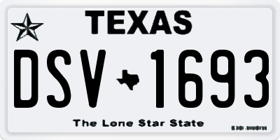 TX license plate DSV1693