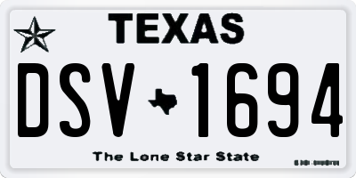 TX license plate DSV1694