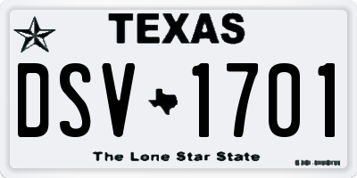 TX license plate DSV1701
