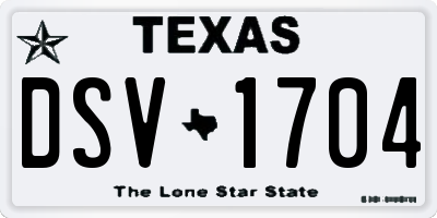 TX license plate DSV1704