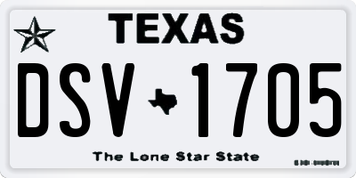 TX license plate DSV1705