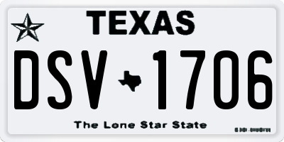 TX license plate DSV1706