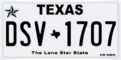 TX license plate DSV1707