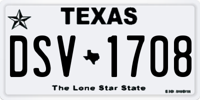 TX license plate DSV1708
