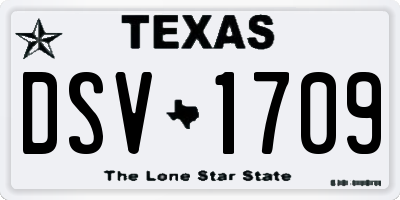 TX license plate DSV1709