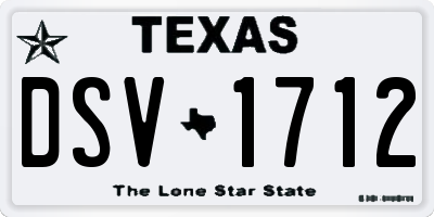 TX license plate DSV1712