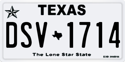 TX license plate DSV1714
