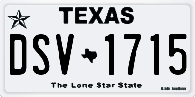TX license plate DSV1715