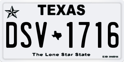 TX license plate DSV1716