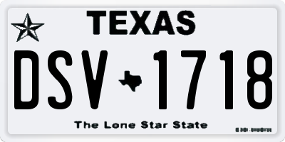 TX license plate DSV1718