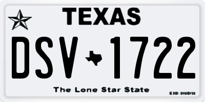 TX license plate DSV1722