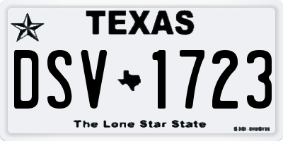 TX license plate DSV1723