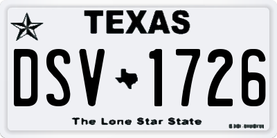 TX license plate DSV1726