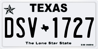 TX license plate DSV1727