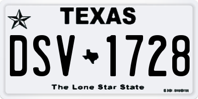 TX license plate DSV1728