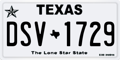 TX license plate DSV1729